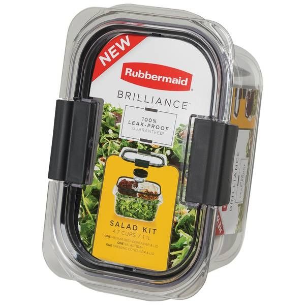 Rubbermaid Brilliance On The Go Food Storage Salad Containers, 1.1L