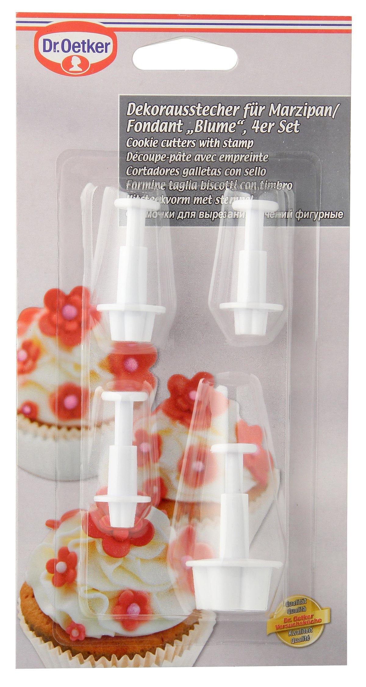 Dr. Oetker Decoration Cutter For Marzipan/Fondant Flowers Of Plastic, 4-Pcs, Baking Form, Decoration Template - Whole and All