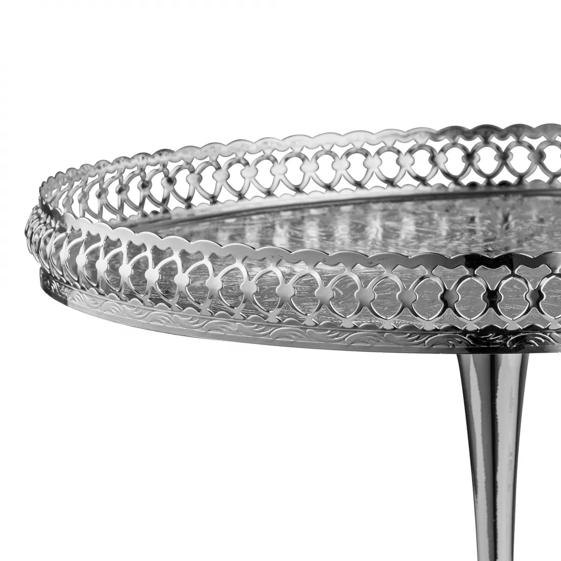 Queen Anne Cake Dish On A Leg Stainless Steel, Silver Large