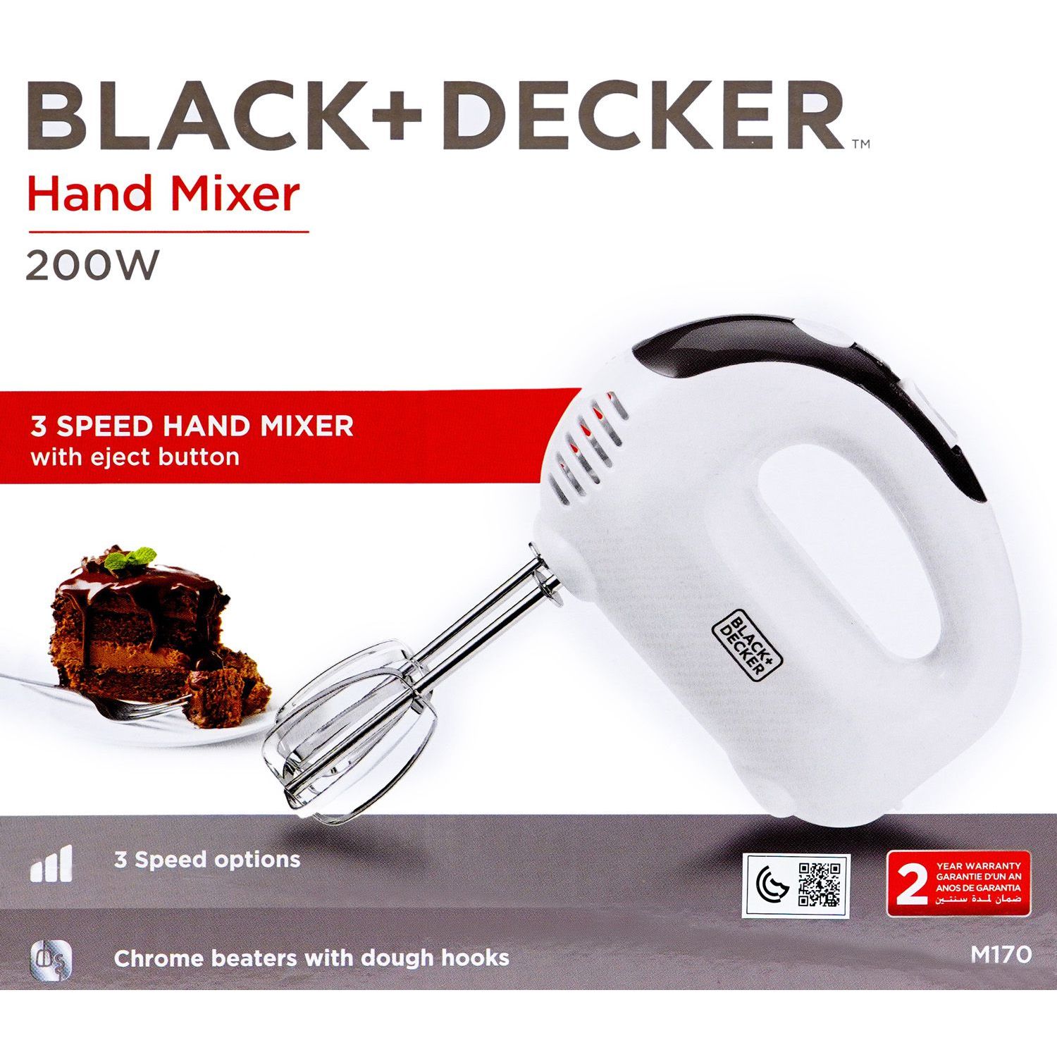 Black+Decker Hand Mixer, 3 Speed, 200W
