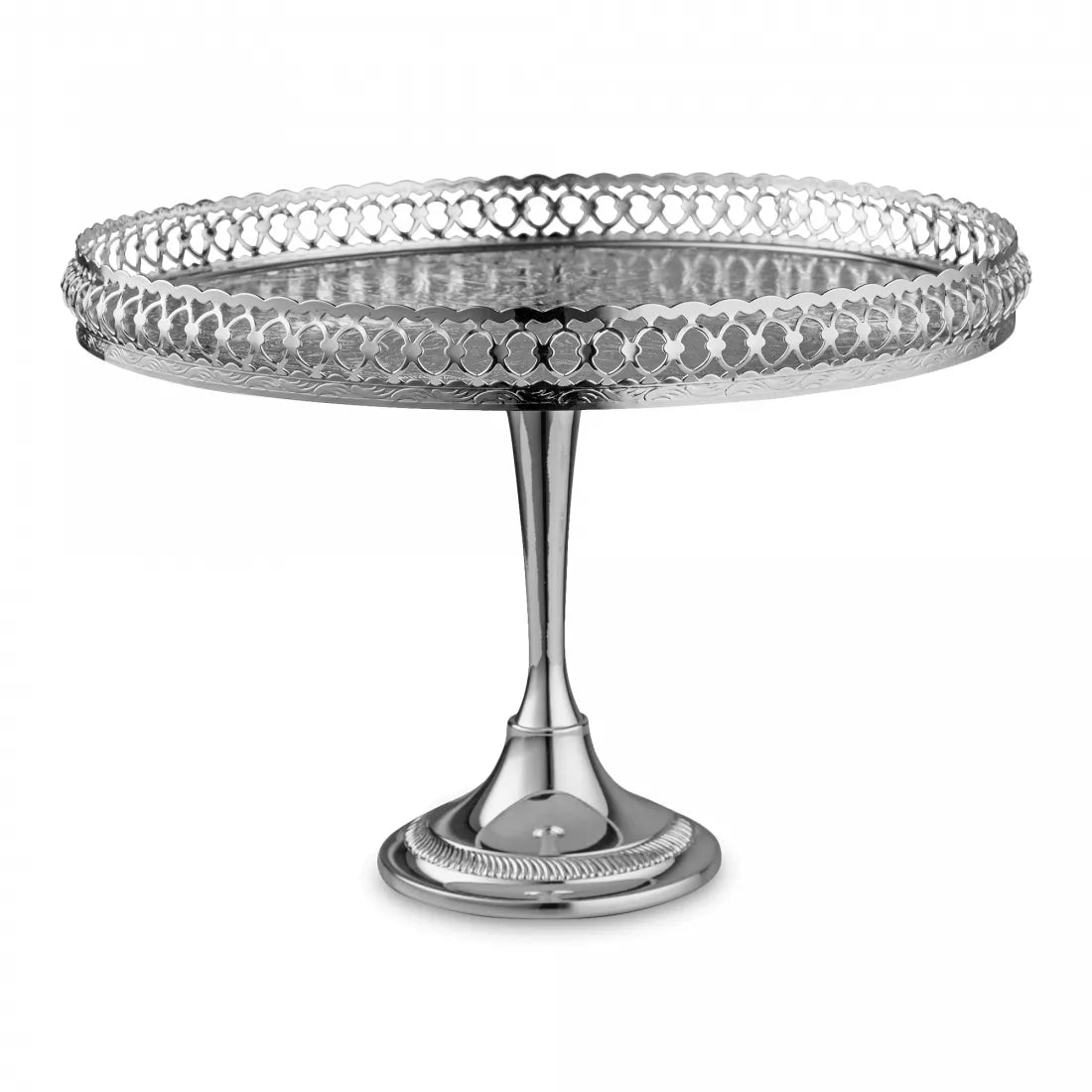 Queen Anne Cake Dish On A Leg Stainless Steel, Silver Large
