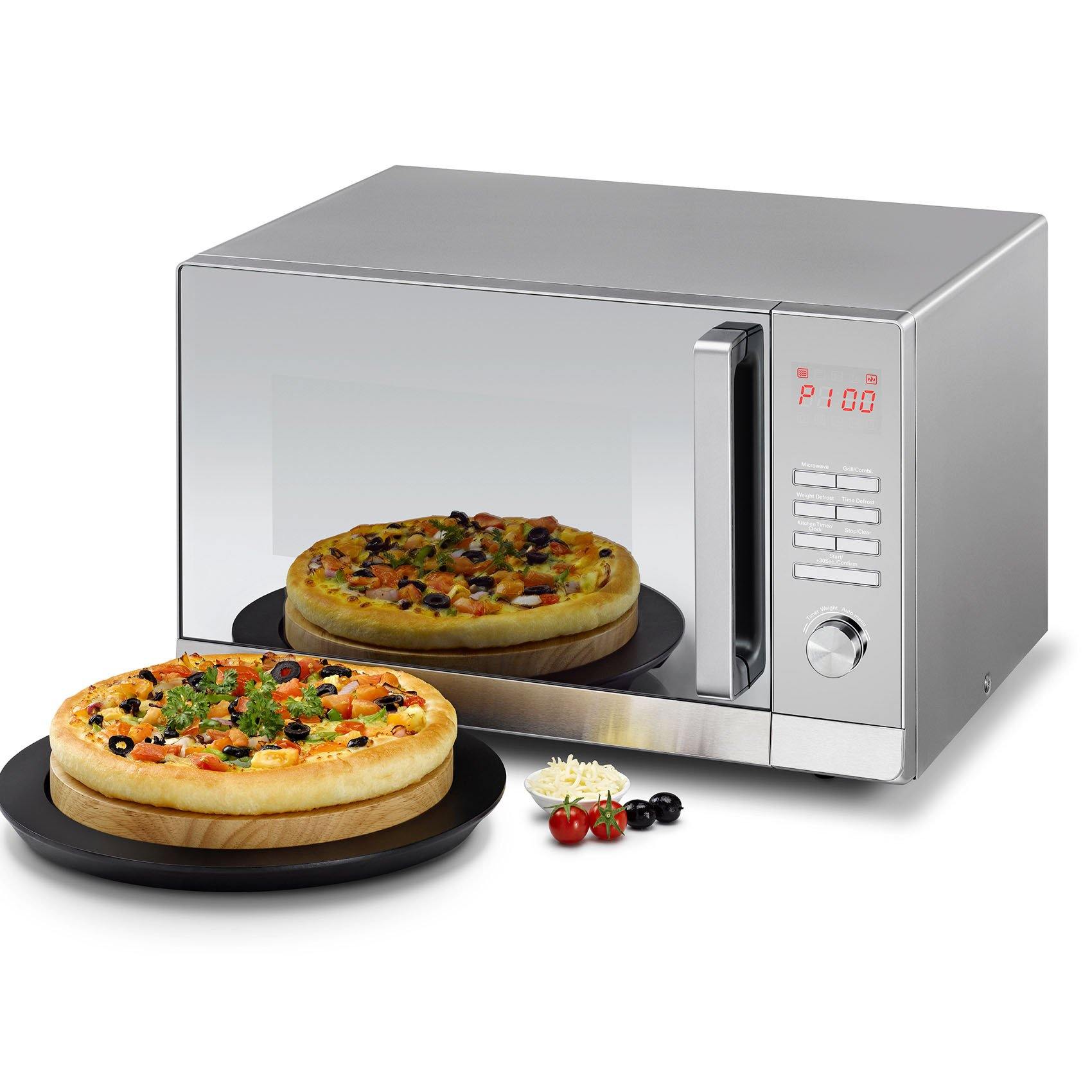 Black+Decker Lifestyle Combination Microwave Oven with Grill & Mirror Finish, Silver - Whole and All