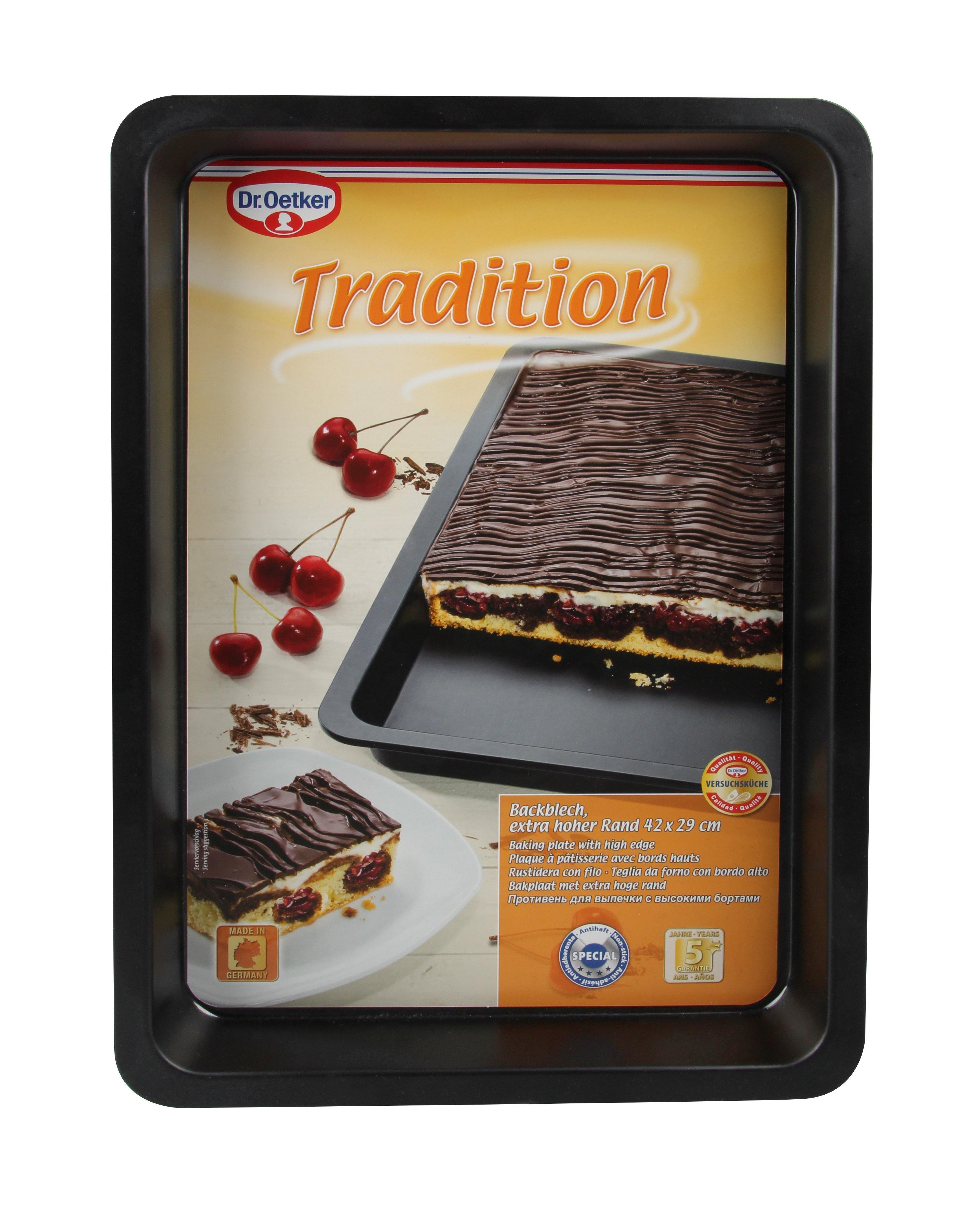 Dr. Oetker "Tradition" Baking Tray With Extra High Rim, Grey/Black, 42X29X4 Cm - Whole and All