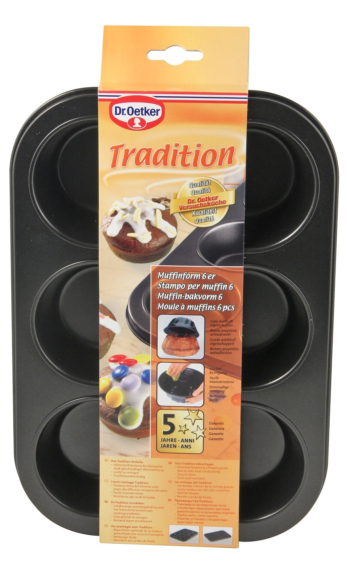 Dr.Oetker "Tradition" Muffin Tin 6 Cups, Black