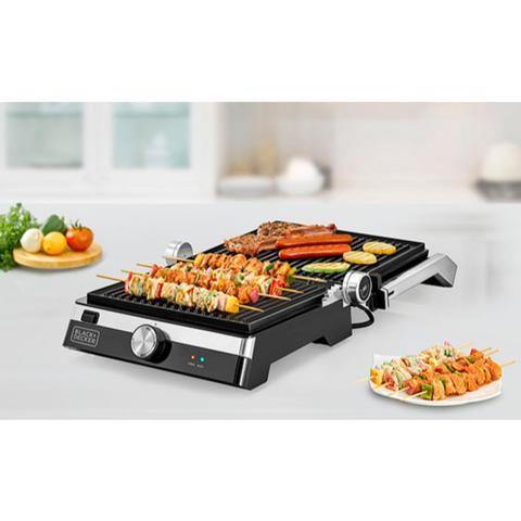 Black+Decker Family Health Grill, 2000W (Black/Silver) - Whole and All