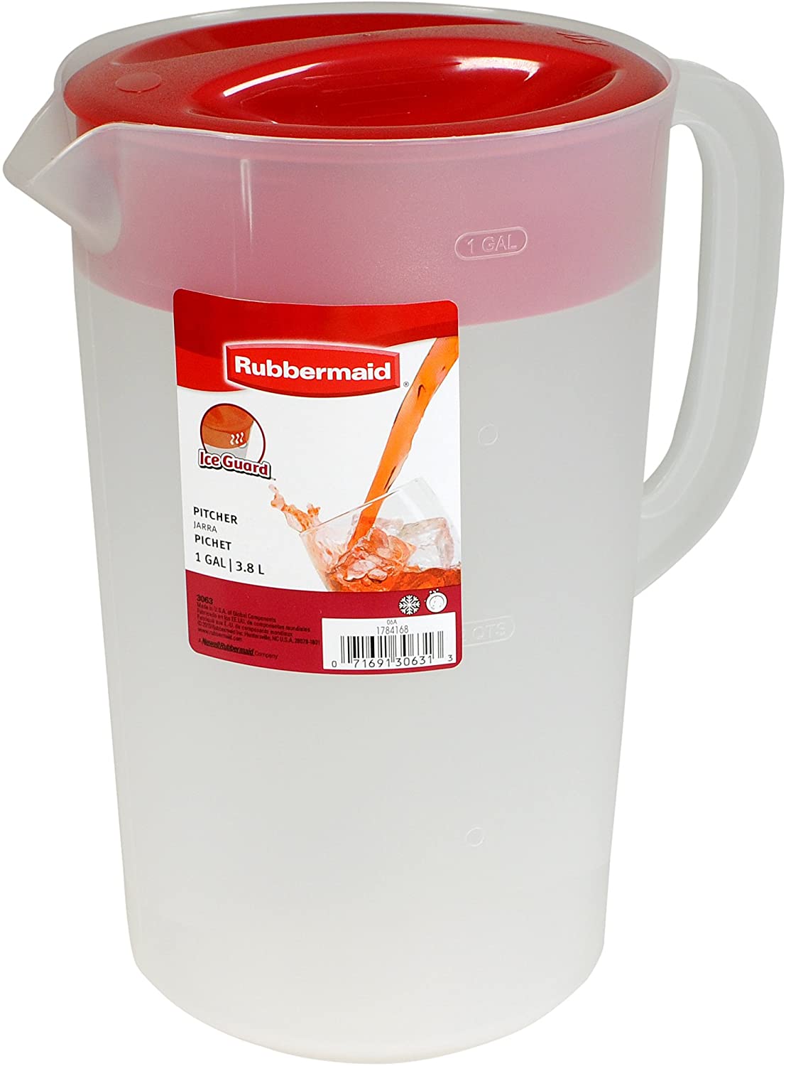 Rubbermaid Beverage Classic Pitcher, Red Cover, 3.8 L - Whole and All