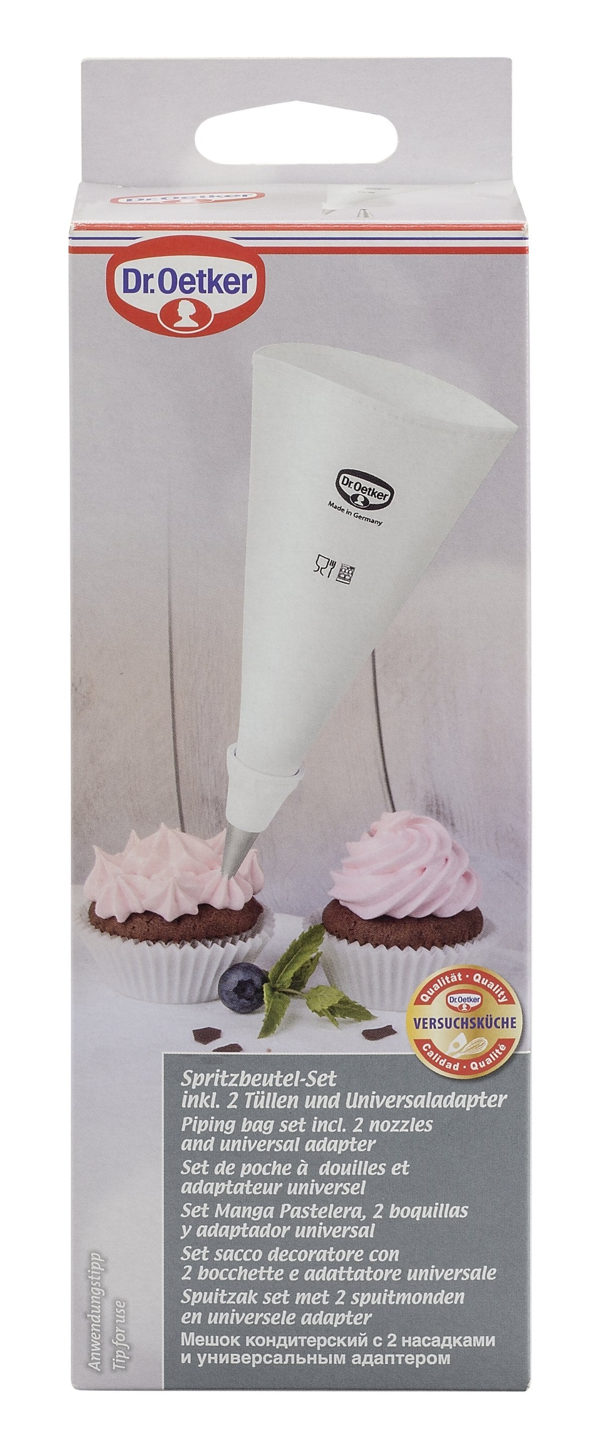Dr.Oetker Stainless Steel Piping Bag W/ 2 Nozzles + Universal Adapter