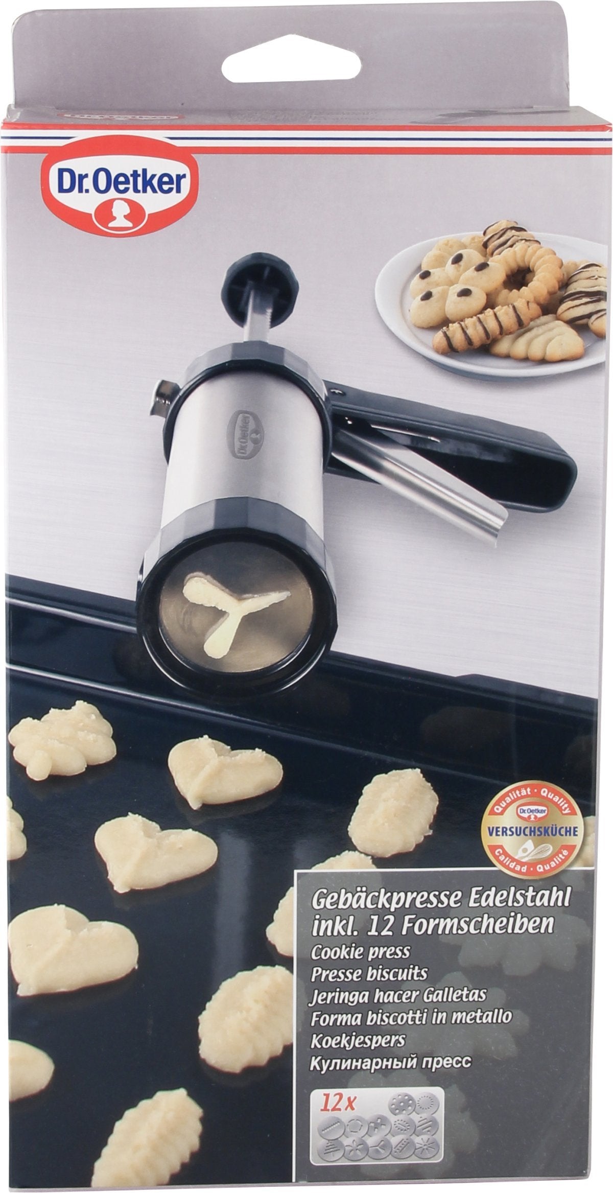 Dr.Oetker Stainless Steel Cookie Press With 12 Forming Moulds