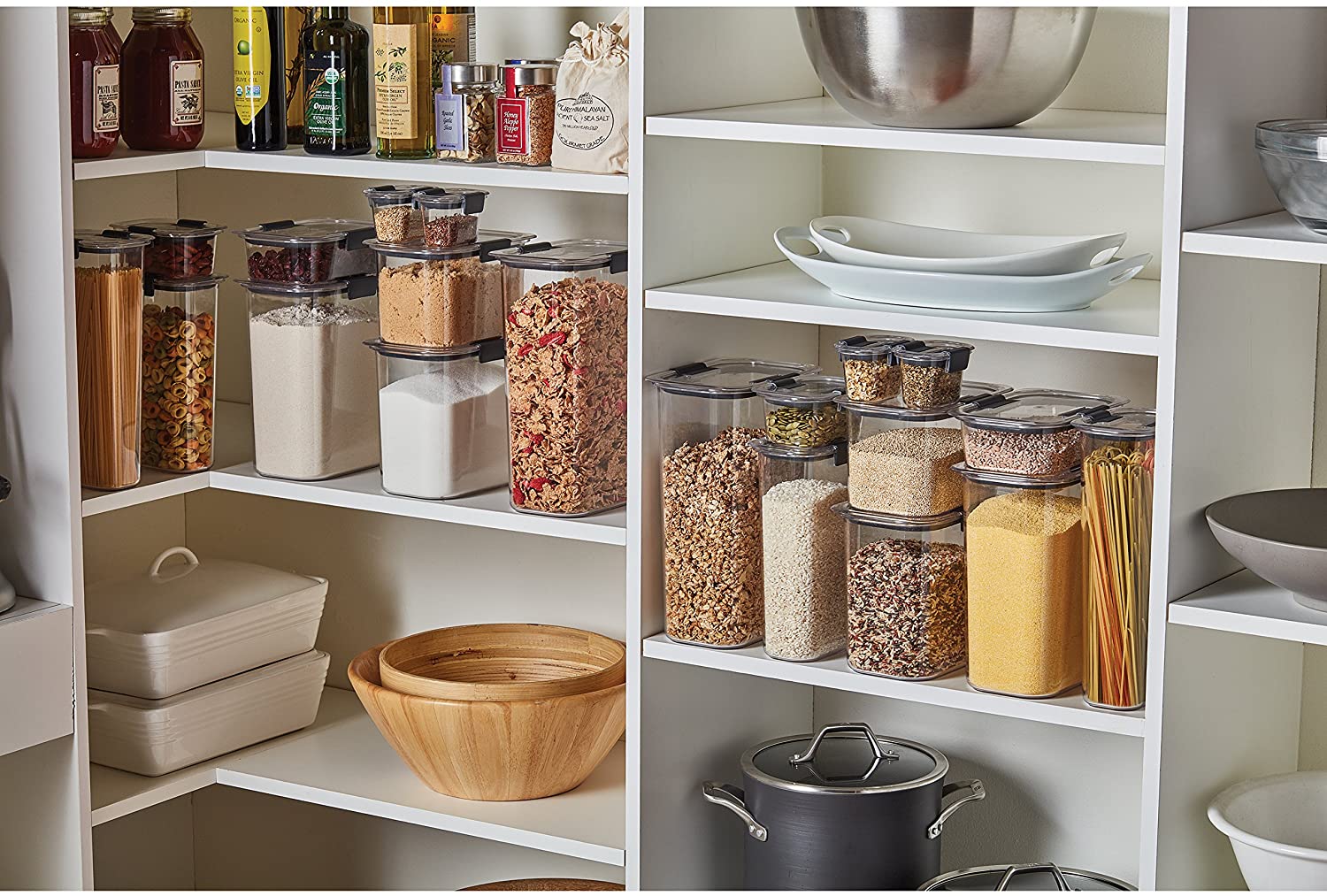 Rubbermaid Brilliance Pantry Airtight Food Storage Containers, Plastic