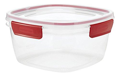 Rubbermaid Glass with Easy Find Lids, 11.5 Cup, Square, Red 