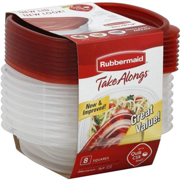 Rubbermaid Takealongs Deep Square Food Storage Container, 1.2 (8 Pack) - Whole and All