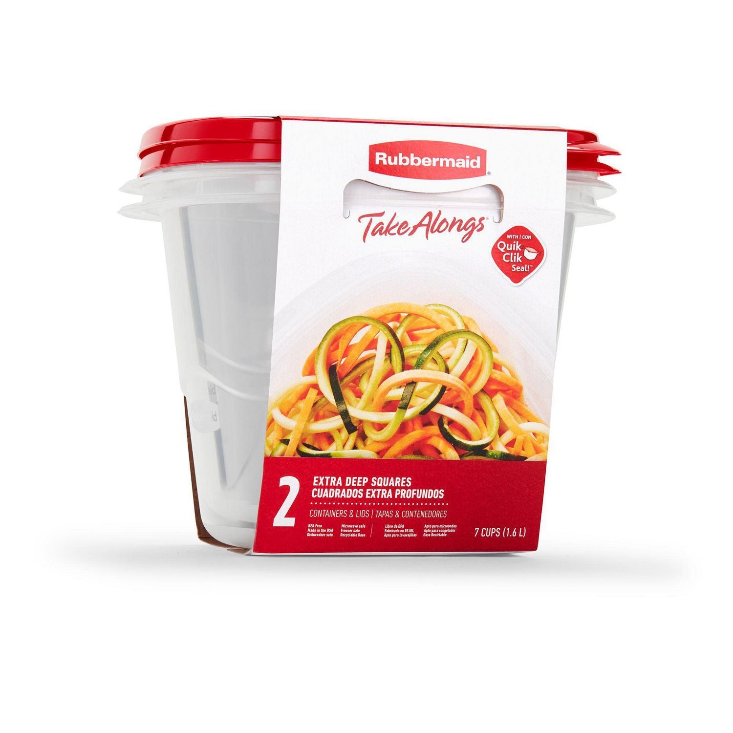 Rubbermaid TakeAlongs Deep Square Food Storage Container, 1.6 (2 Pack) - Whole and All