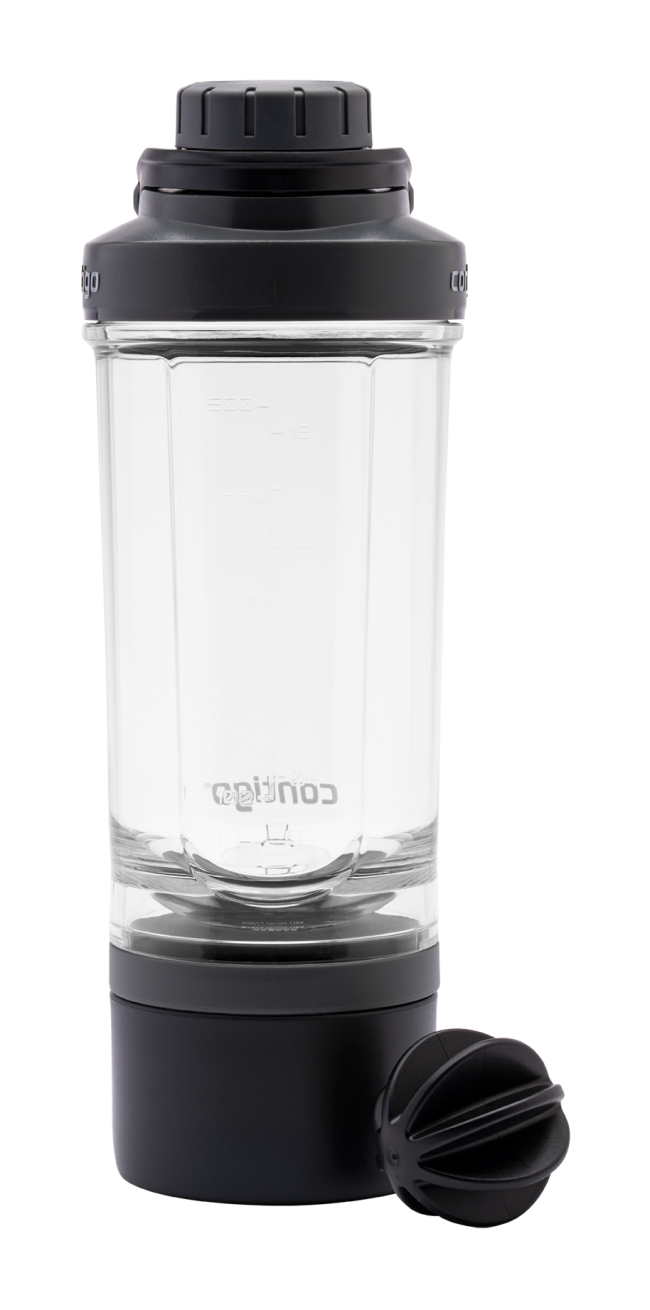 Contigo Shake & Go Fit 28 oz Black and Clear Shaker Bottle with Flip-Top  and Wide Mouth Lid 