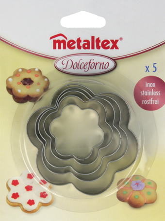 Metaltex Stainless Steel Set Of Cookie / Bread Cutters ''Flower Shape'', Blistercard, 4 / 5 / 6 / 7 / 8 Cm