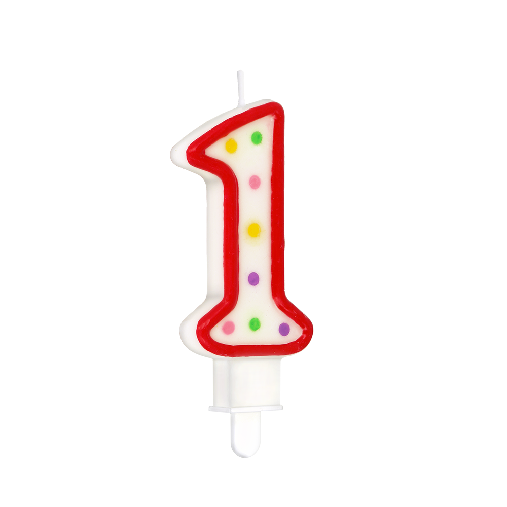 Metaltex Plastic Numeral Birthday Candle ''Digit 1'', Blistercard, 7 Cm
