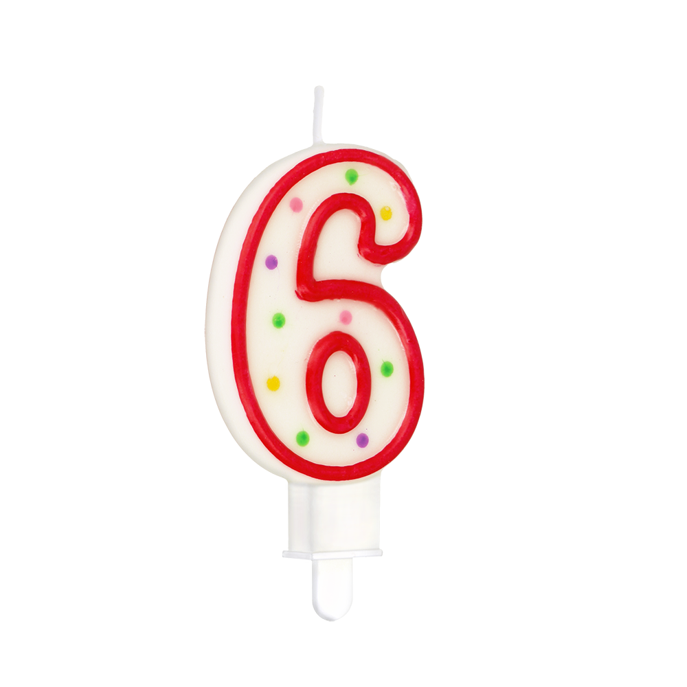 شمعة عيد ميلاد بلاستيكية من ميتالتكس '' رقم 6 '' ، بطاقة بليستر كارد ، 7 سم