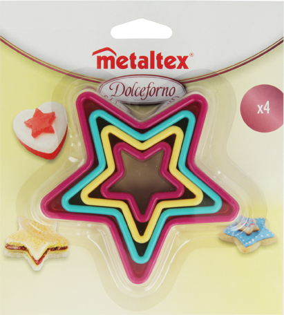 Metaltex Star Shape Plastic Cookies Cutter, Blistercard, 10X10 Cm (Set Of 4)