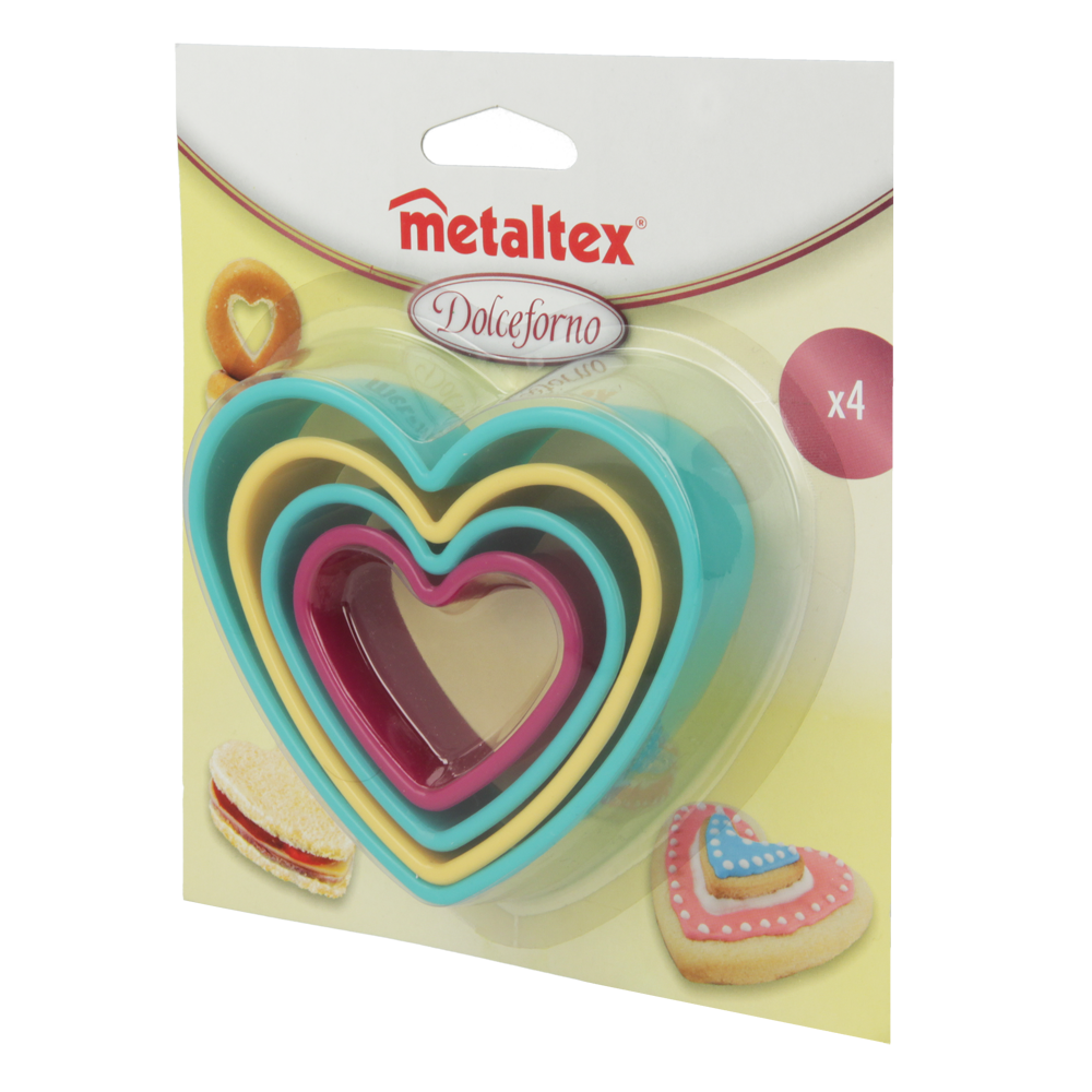 Metaltex Heart Shape Plastic Cookies Cutter, Blistercard, 10X9 Cm (Set Of 4)