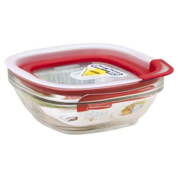 Rubbermaid Easy Find Lids Glass Food Storage Container, 591 ml, Racer Red - Whole and All
