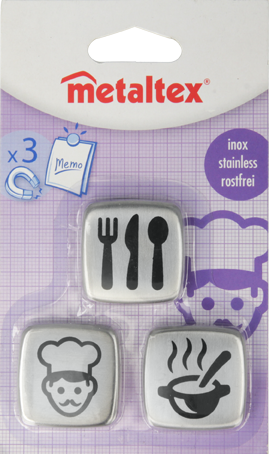 Metaltex Stainless Steel Decorative Magnets, Blistercard (Set Of 3)
