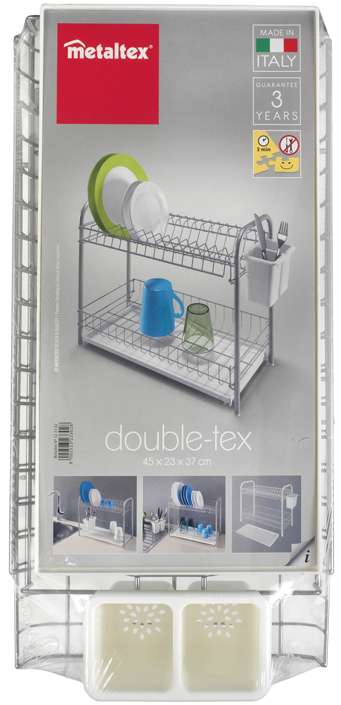 Metaltex Ldpe Plastic Coating 2-Tier Dish Drainer, 52X23X37 Cm