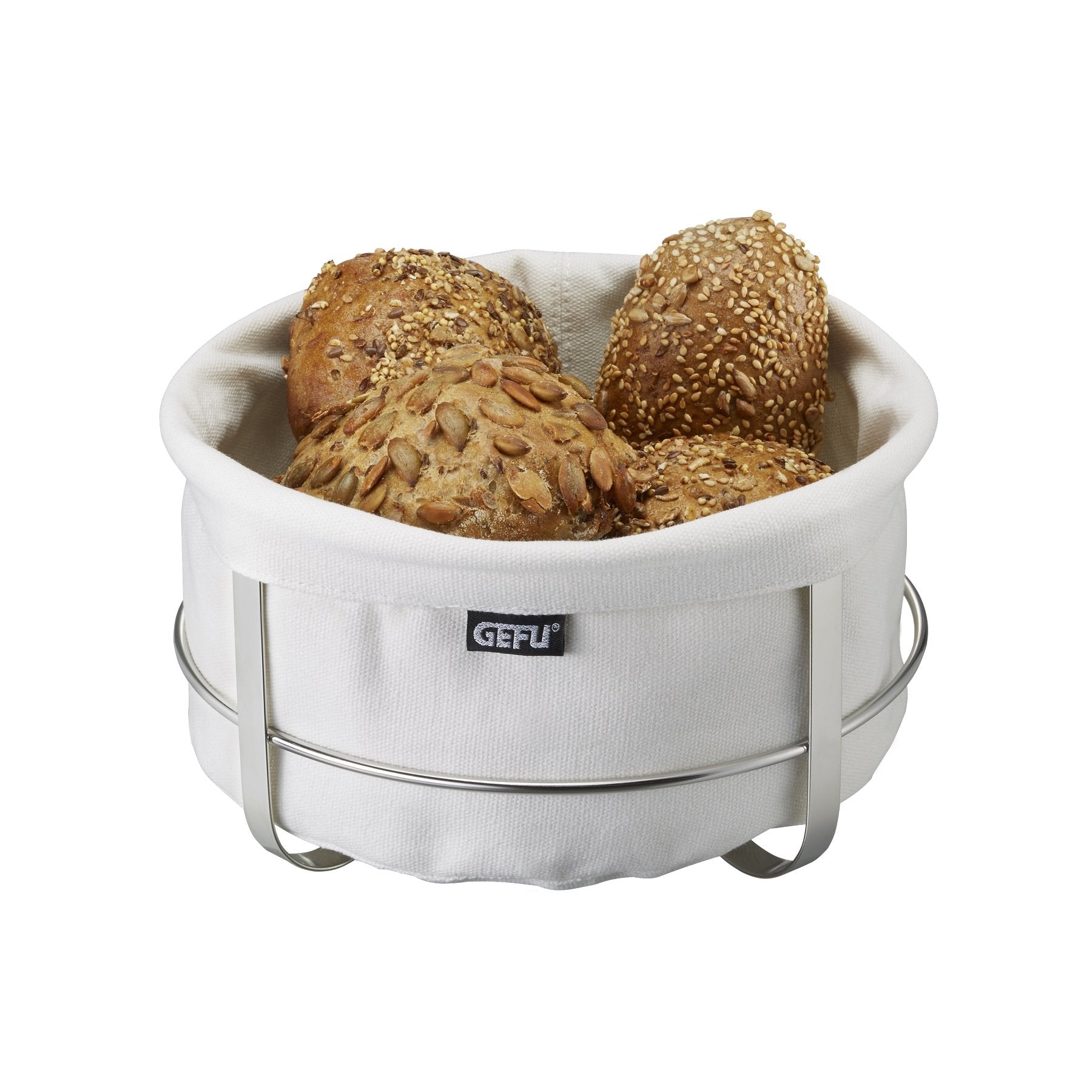 GEFU Bread Basket Brunch, Round, White - Whole and All