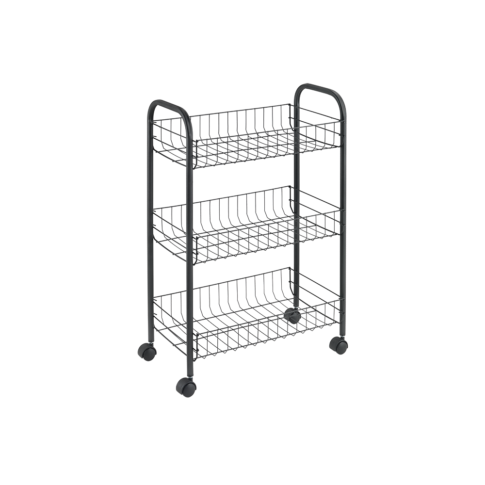 Metaltex 3-Tier Rolling Cart, Shrink Packed With Lable, 41 X 23 X 63 Cm