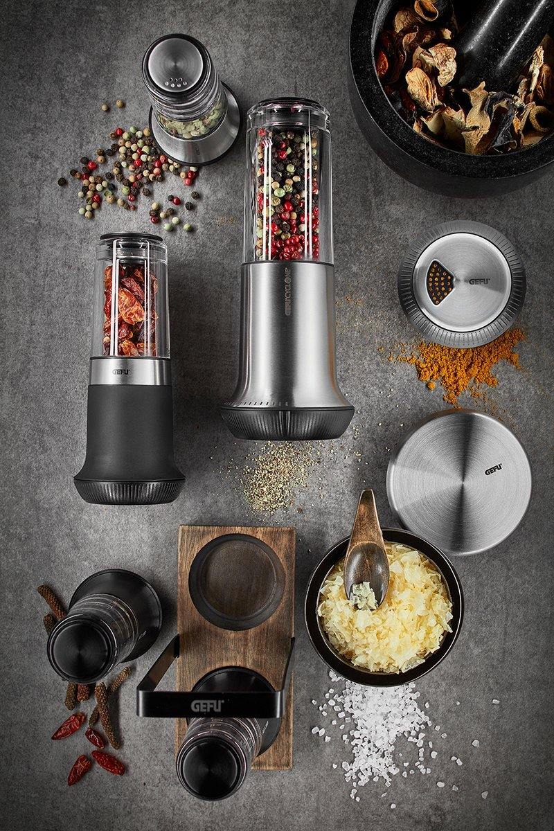 GEFU Salt And Pepper Mill Set X-Plosion®, Black - Whole and All