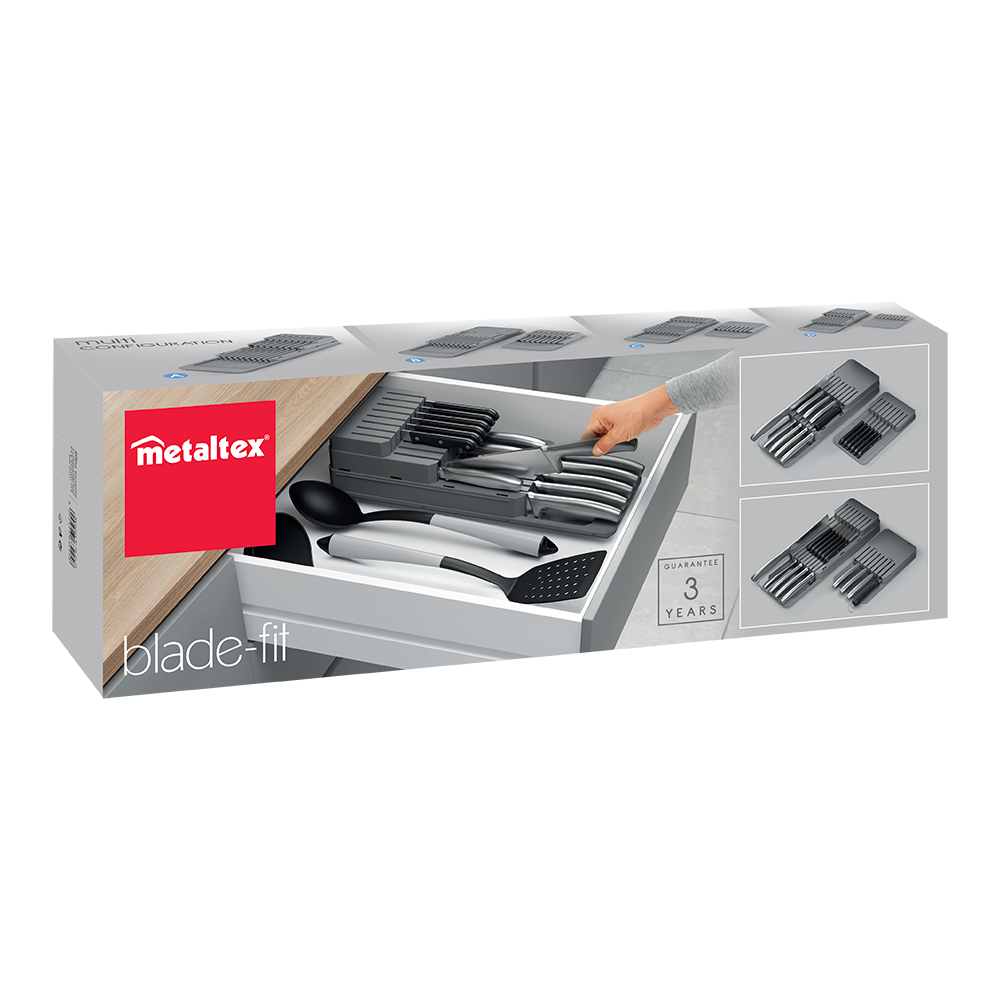 Metaltex Adjustable Knife Organizer, Printed Box, 14X41X10 Cm