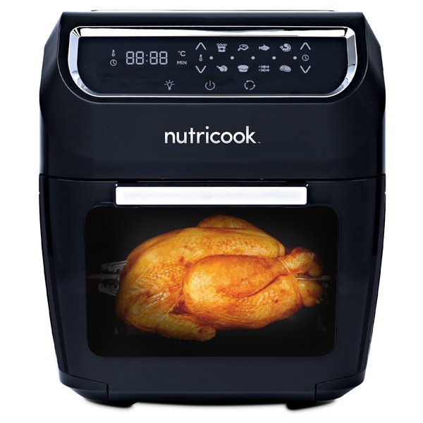Nutricook Air Fryer Oven Digital/One Touch Control Panel Display, 1800 Watt. 12 Liters, Black - Whole and All