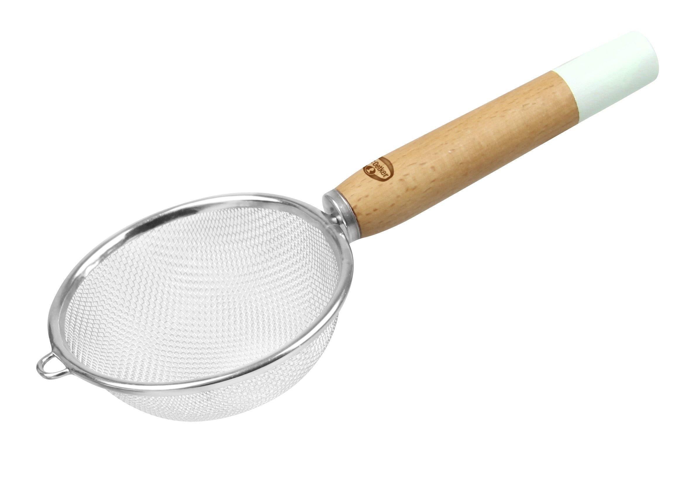 Dr. Oetker "Retro" Powder Sugar Sieve With Wooden Handle, Light Green/Brown/Silver, 10X22.5 Cm - Whole and All