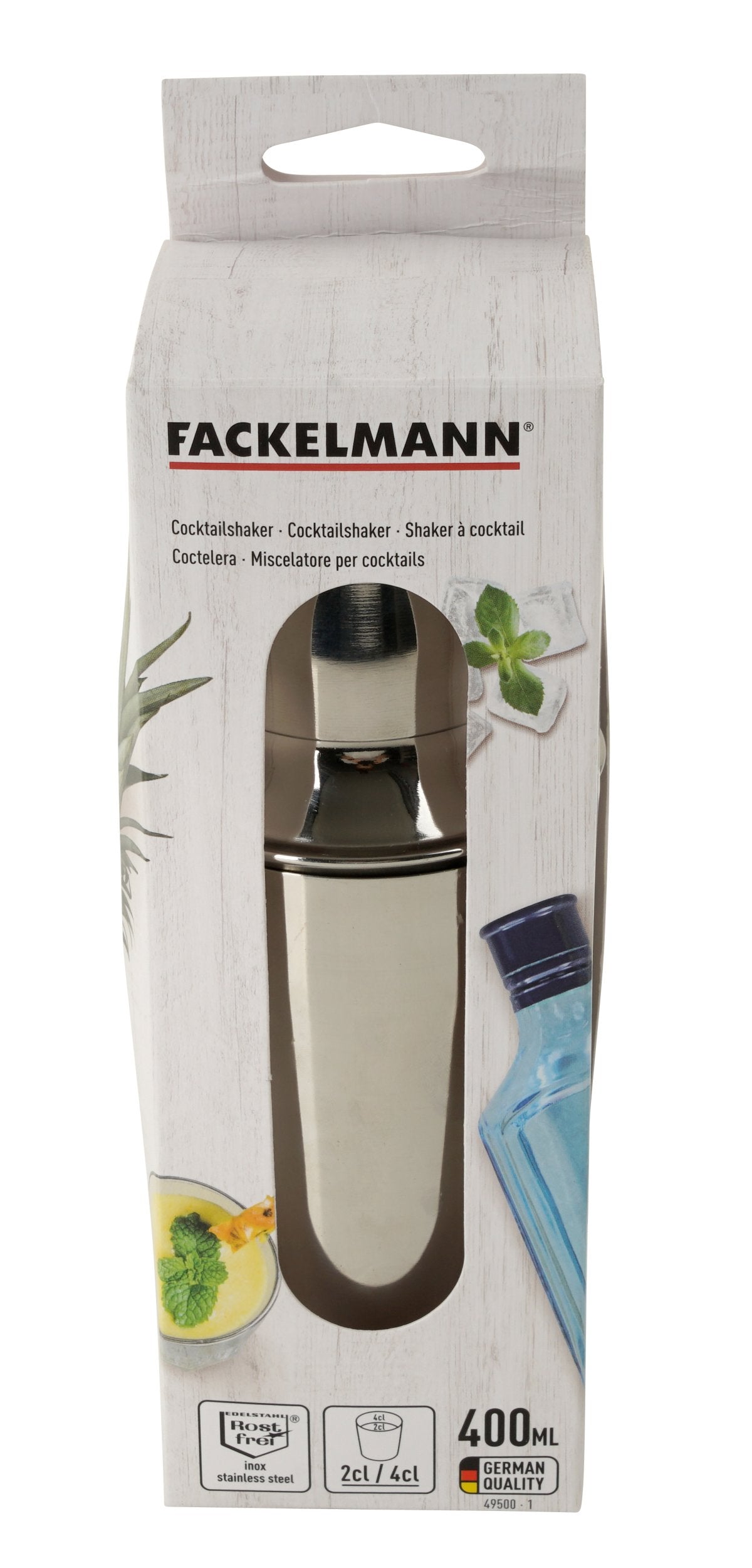 Fackelmann Cocktailshaker With Cap With 2/4Cl Scale, 400 ml