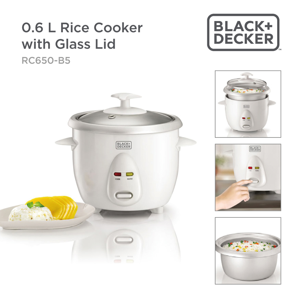 Black+Decker Rice Cooker with Glass lid, 0.6L, 300W