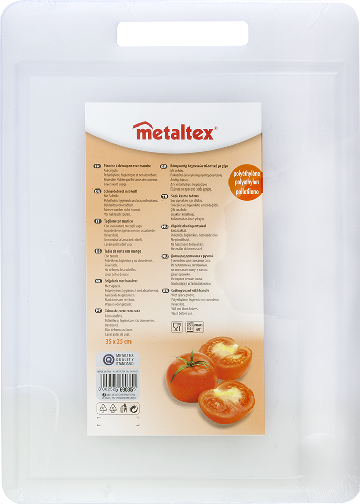 Metaltex Cutting Board With Handle, Shrink Packed With Label, 24X34 Cm