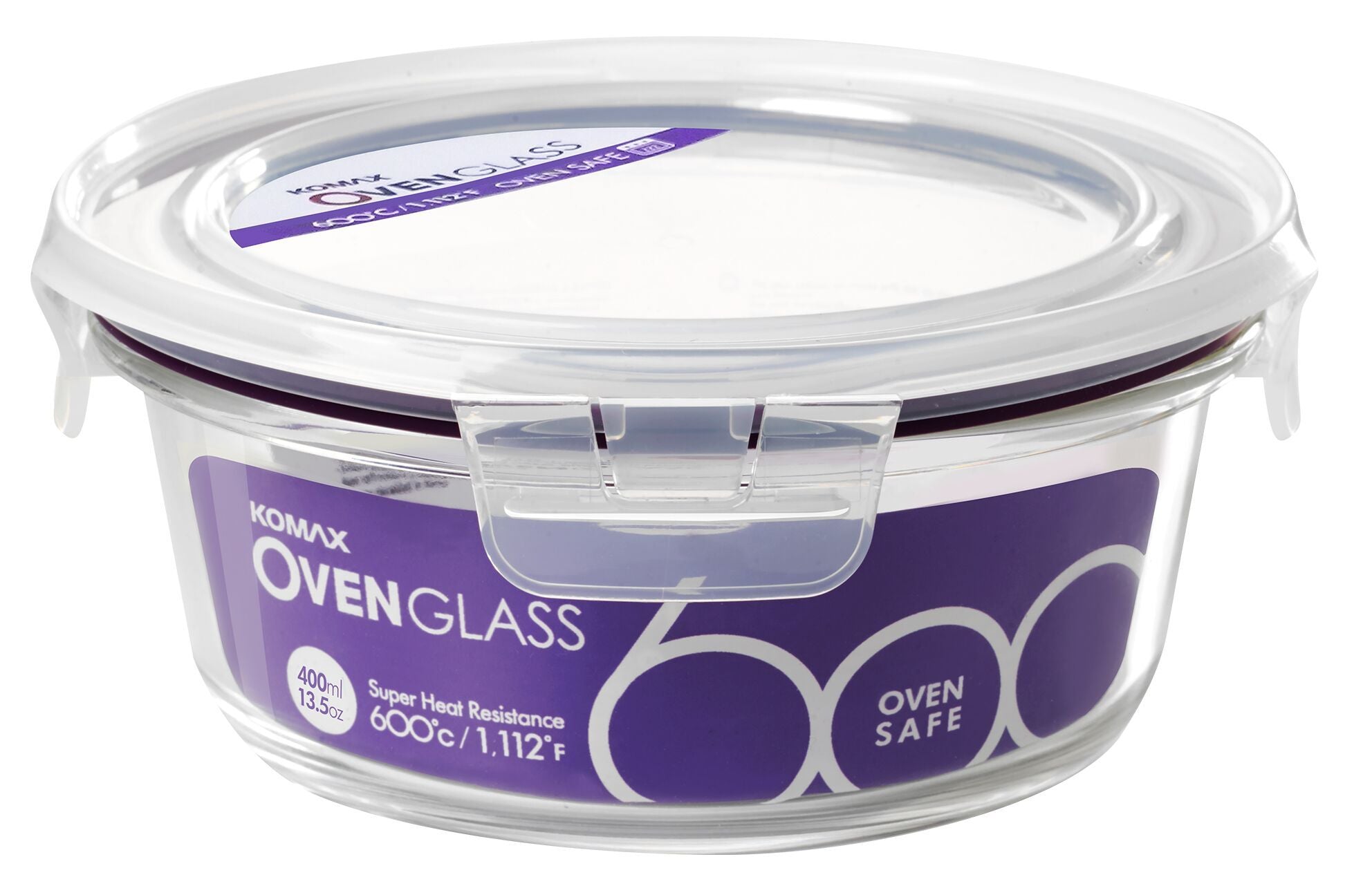 Komax Oven Glass Round Food Storage Container, 400 ml
