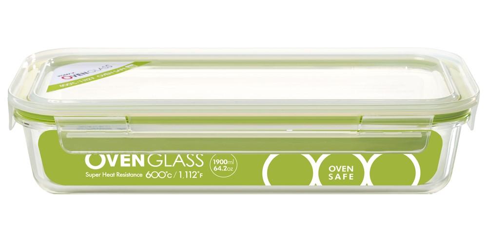 Komax Oven Glass Rectangular Food Storage Container, 1.9 L