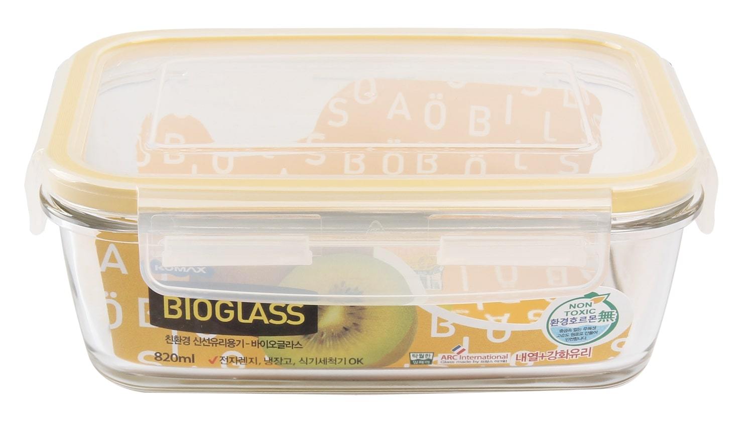 Komax Bioglass Rectangular Food Storage Container, 820 ml