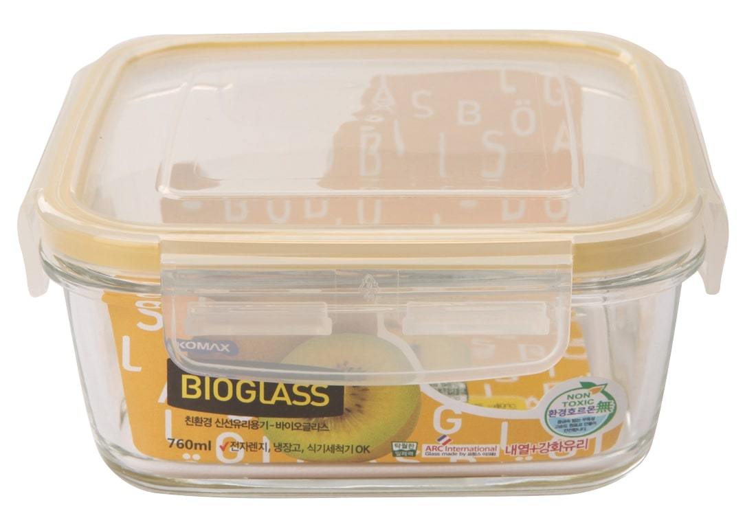 Komax Bioglass Square Food Storage Container, 760 ml