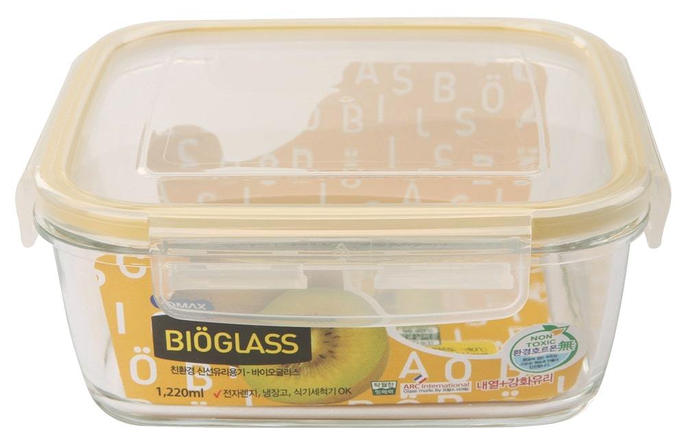 Komax Bioglass Square Food Storage Container, 1.22 L