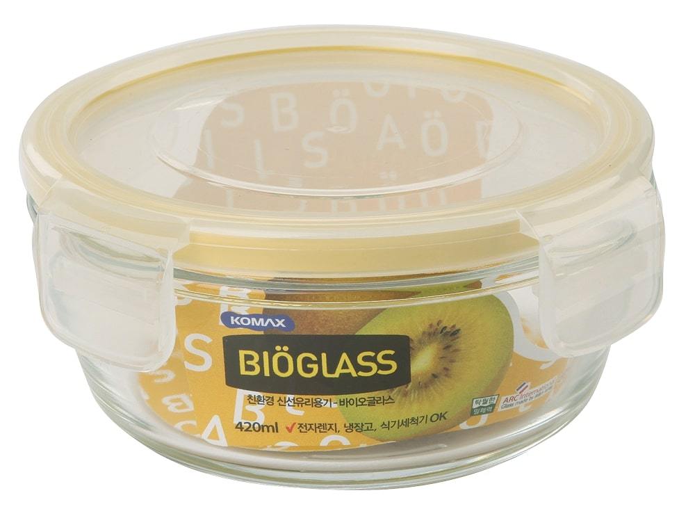 Komax Bioglass Round Food Storage Container, 420 ml