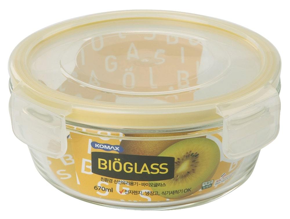 Komax Bioglass Round Food Storage Container, 670 ml