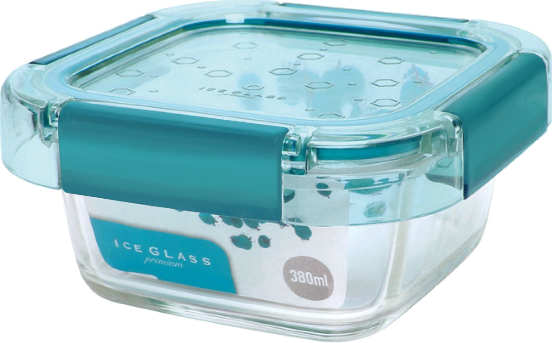 Komax Ice Glass Premium Square Food Storage Container, 380 ml (Mint)