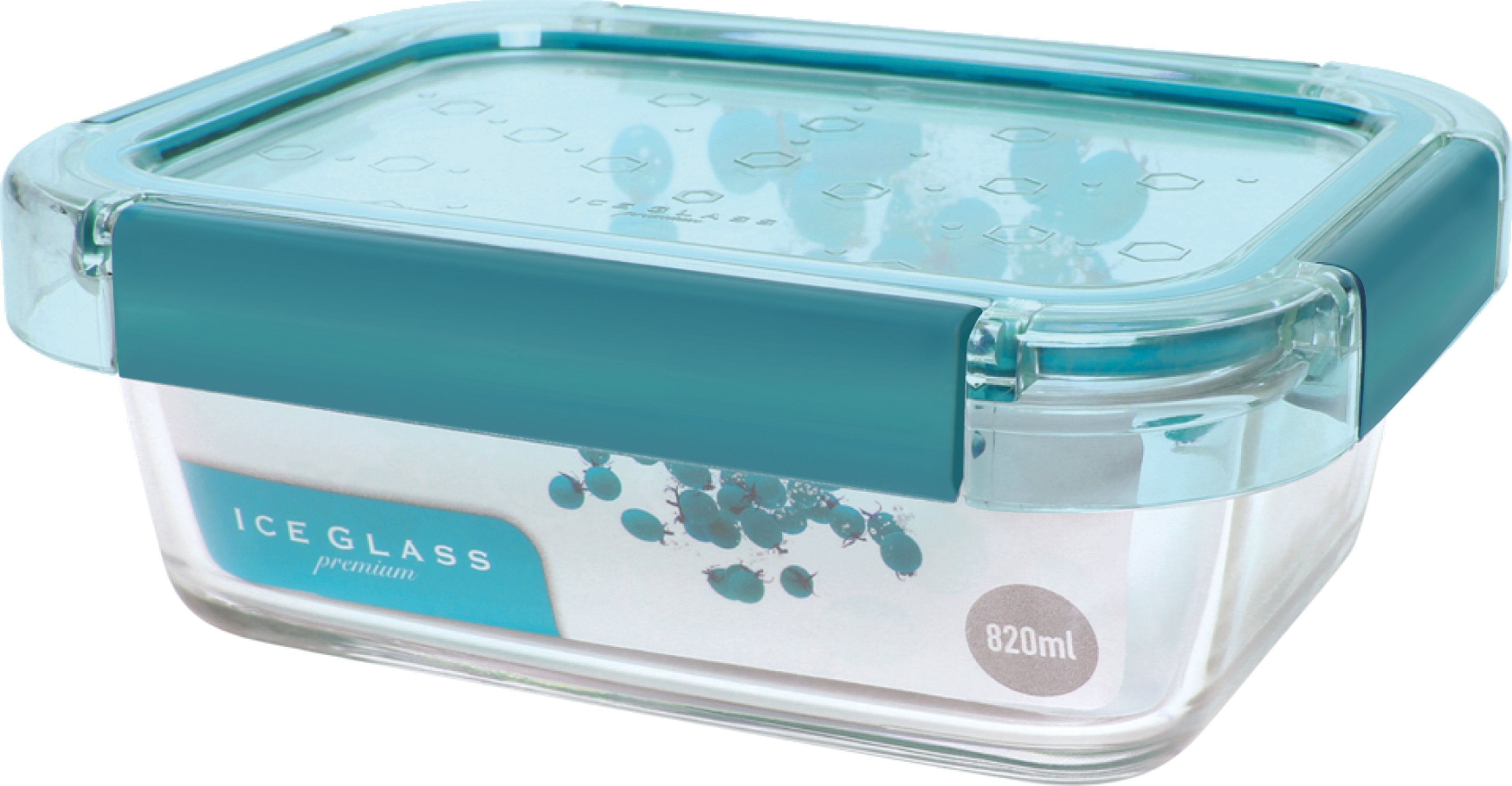 Komax Ice Glass Premium Rectangular Food Storage Container, 820 ml (Mint)
