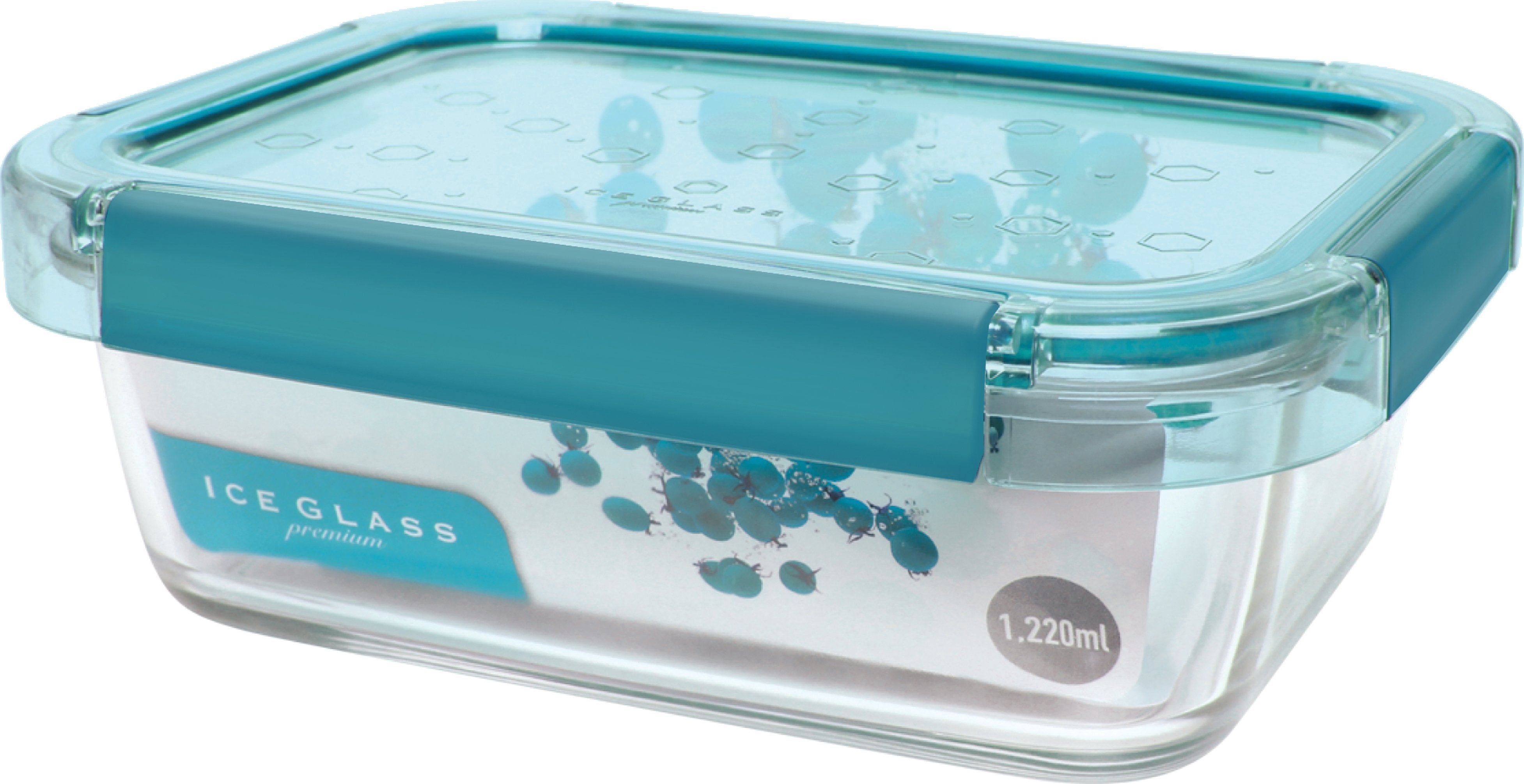 Komax Ice Glass Premium Rectangular Food Storage Container, 1.22 L (Mint)