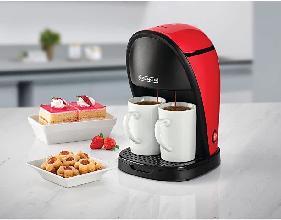 Black+Decker 450W 2 Cups Coffee Maker Machine 250ml Red