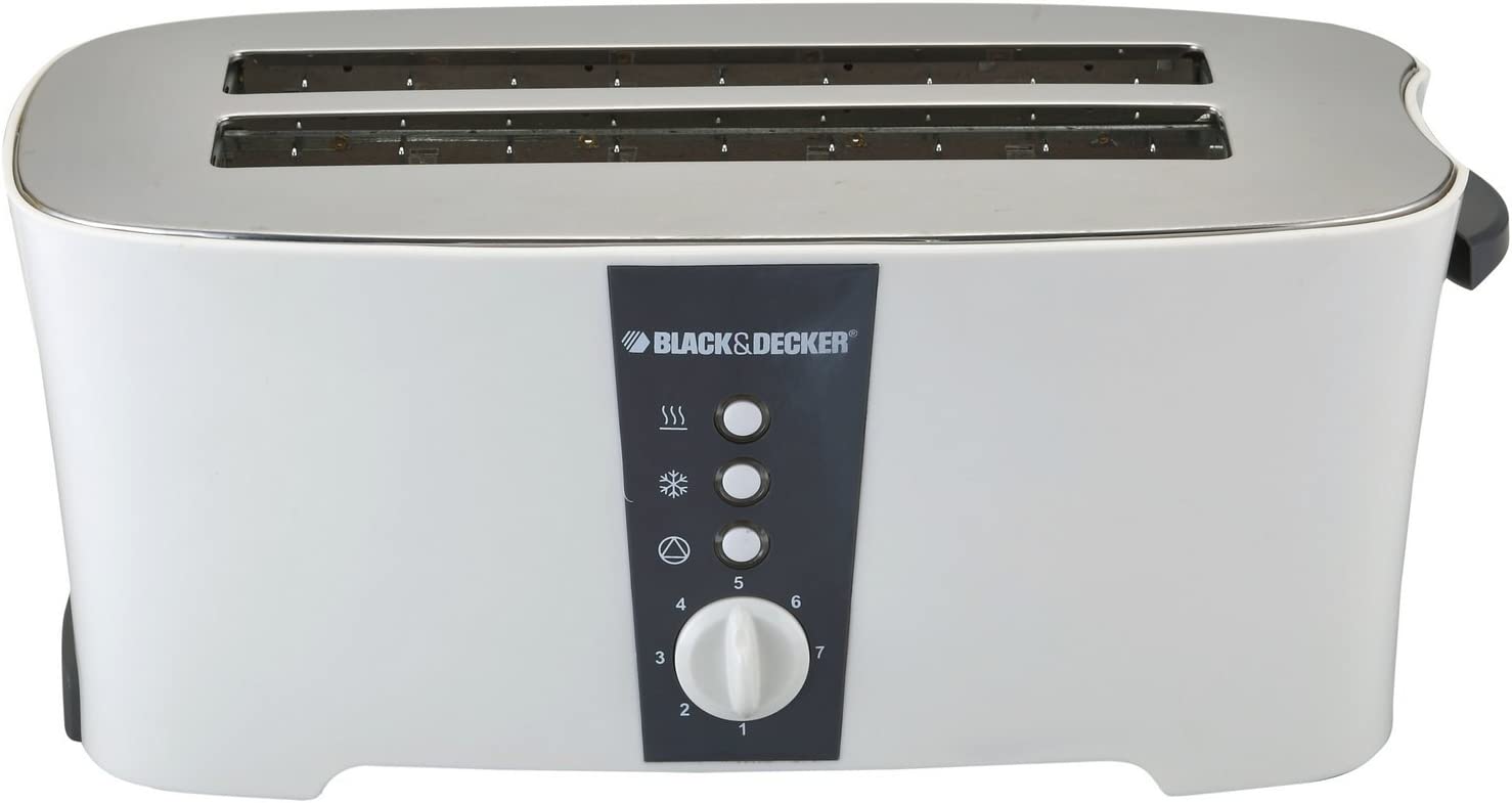 Black+Decker Et124-B5 4 Slice Long Cool Touch Toaster (White/Metal)