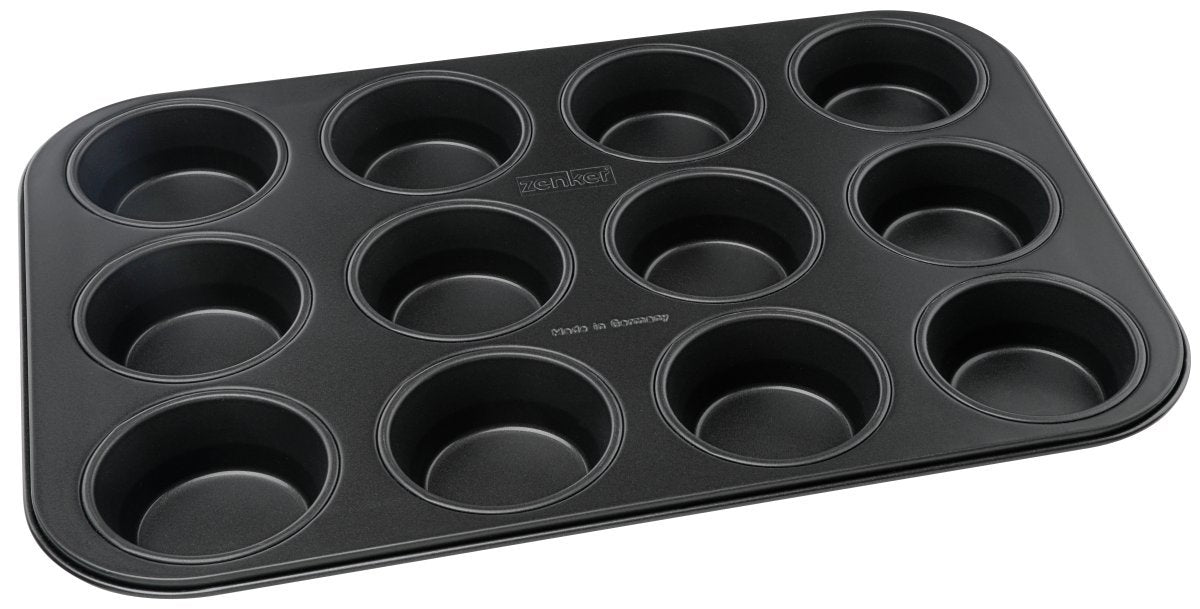 Zenker  "Black/Metallic" Mini-Muffin Tin For 12 Muffins, 38.5X26.5X3 cm - Whole and All
