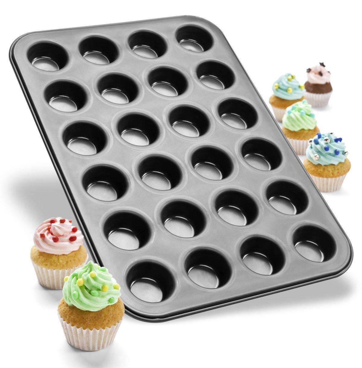 Zenker  "Black/Metallic" Mini-Muffin Tin For 24 Muffins, 38.5X26.5X2 cm - Whole and All