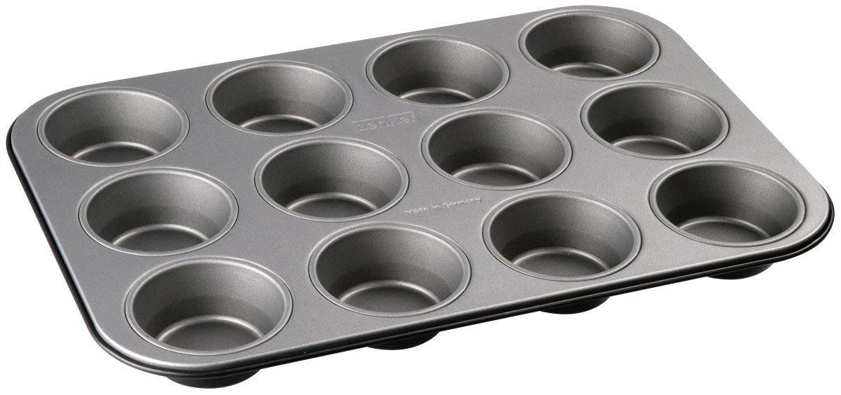 Zenker  "Energy" 12 Cup Muffin-Tin, Anthracite Silver, 38.5X26.5X3 cm - Whole and All