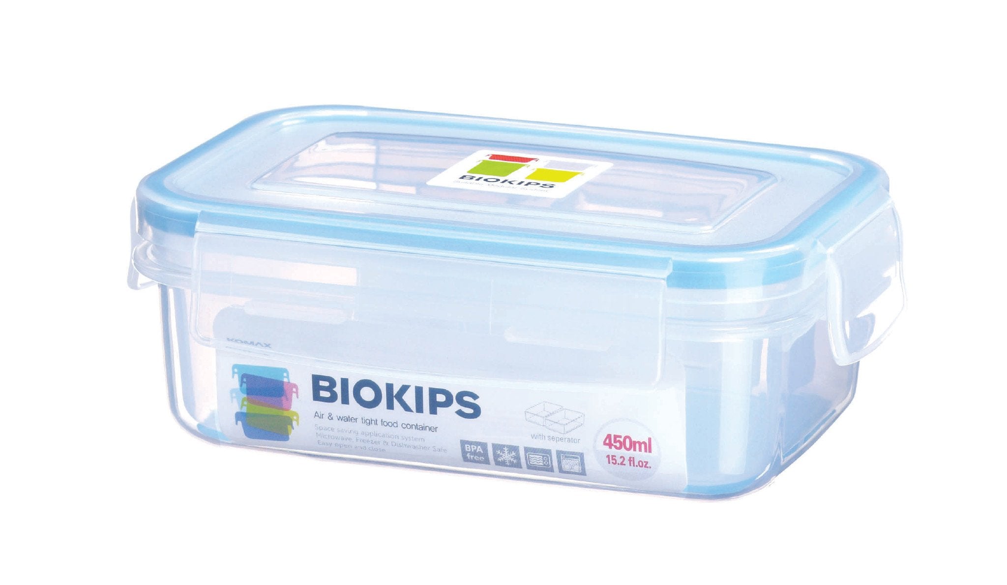 Komax Biokips Rectangular Food Storage Container With Separator, 450 ml